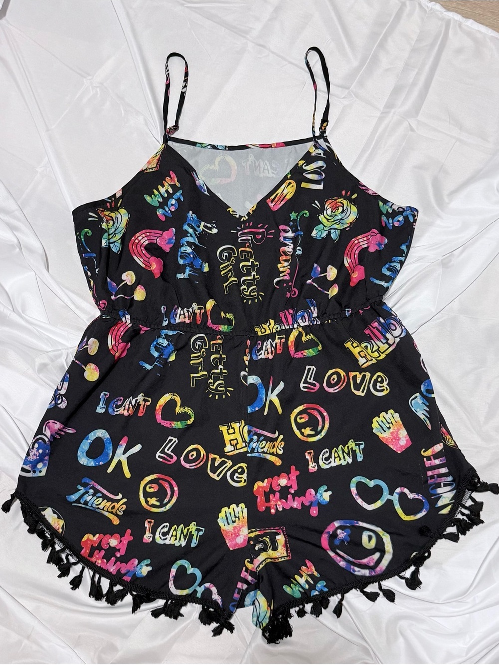 SHEIN Curve 2XL Graphic Tassel Romper